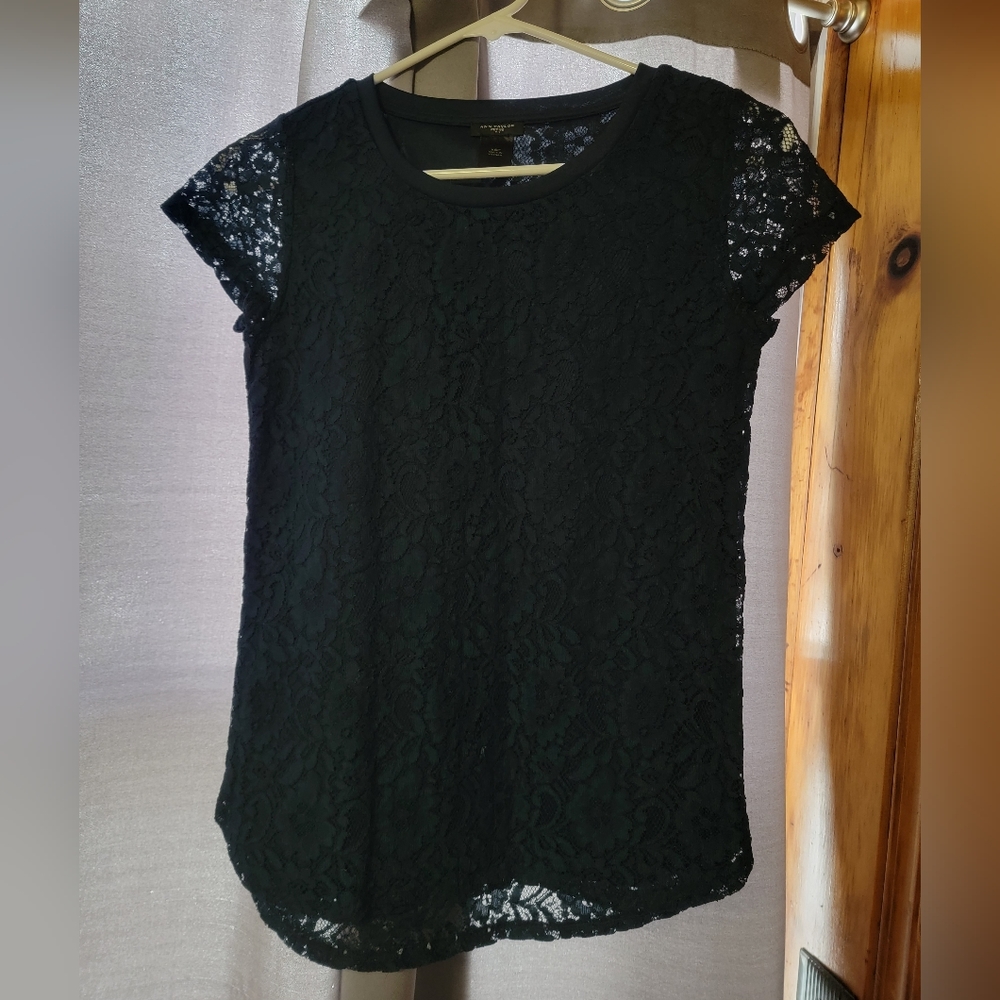 Ann Taylor Navy Lace Top